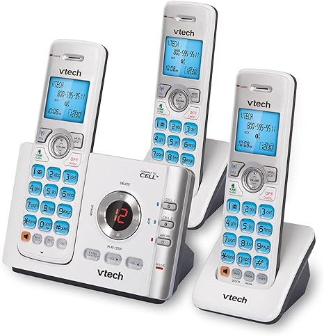 Amazon Com Vtech Cordless Phone With 3 Handset And Answering System Caller Id Call Waiting And Connect To Cell Office Products