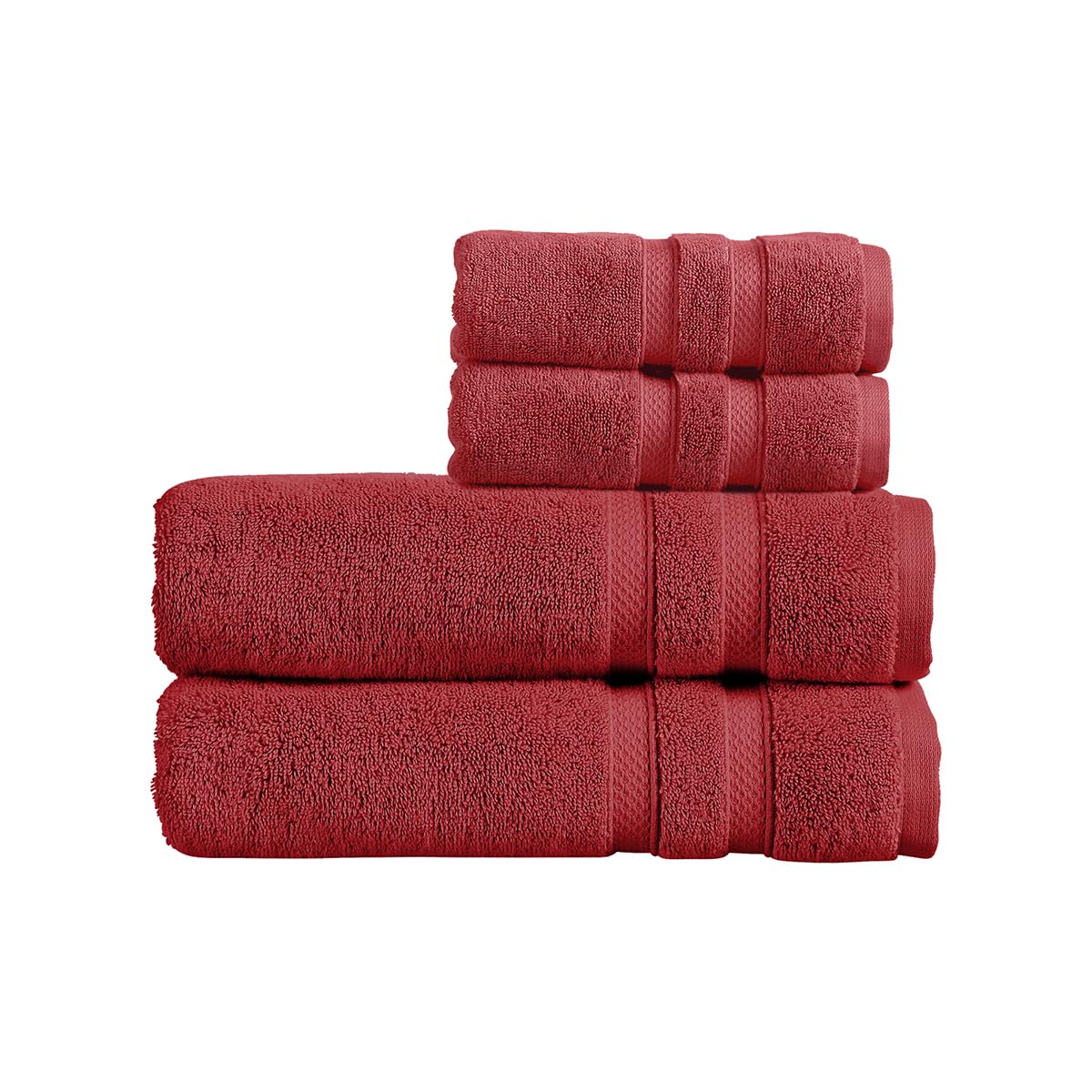 Christy Chroma Bath Sheet Set | Set of 4 | 2 Hand Towels 2 Bath Sheets | Highly Absorbent Heavyweight 675GSM | Bold and Bright | Soft Smooth Shower Towels | 100% Cotton | Rouge Red