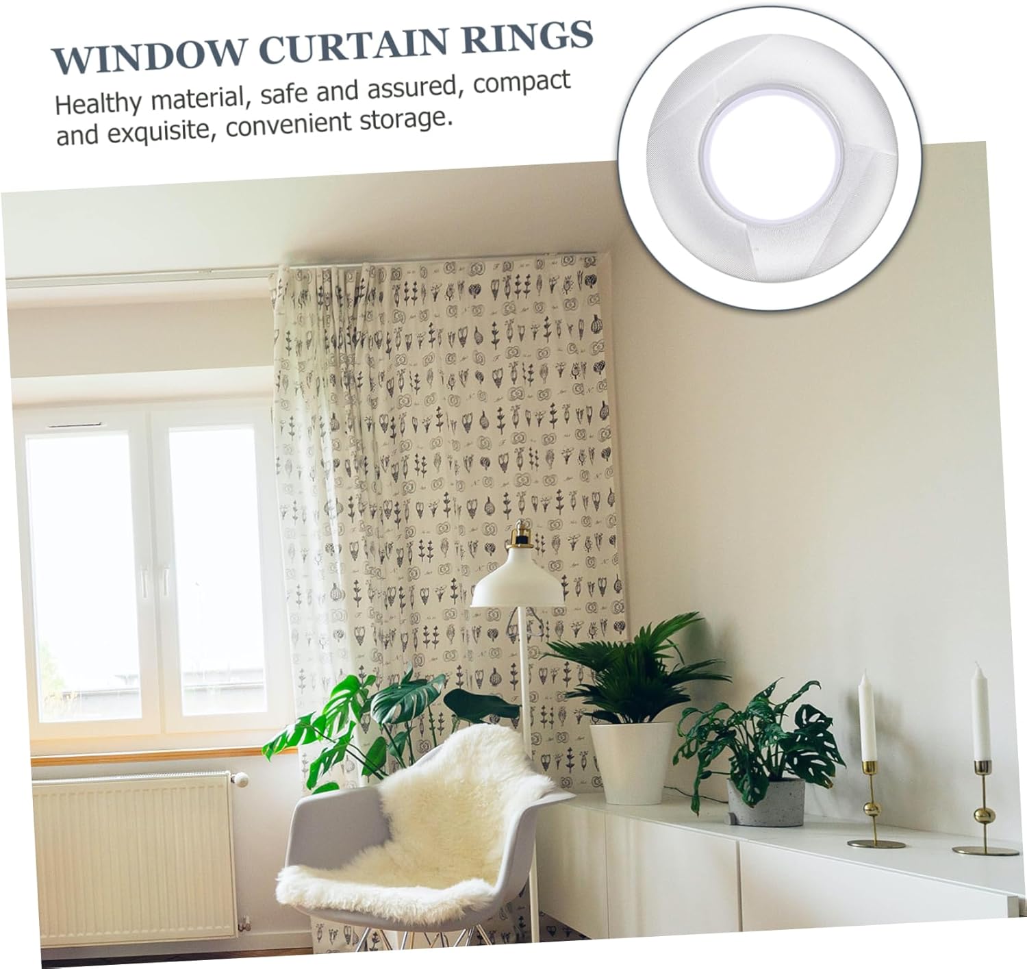 Cabilock 80pcs Curtain Accessories Self-Locking Plastic Roman Rings for Window Drapes Smooth Edges