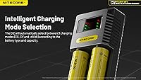 Vista 7 de Nitecore Ci2 2 Bay Universal Battery Charger Support 16340 14500 18650 21700 Lithium Ion AA AAA Ni-MH Ni-CD, USB QC PD with Lumentac Battery