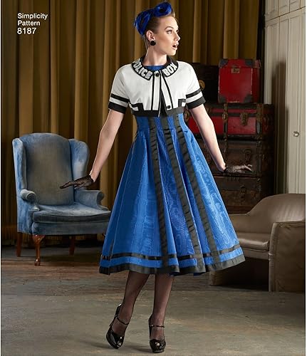 Miniatura 4 de Simplicity Karen Fleish Designs 8187 - Vestido y chaqueta recortada para disfraz de Halloween, patrones de costura para mujer, tallas R5 (14-22)