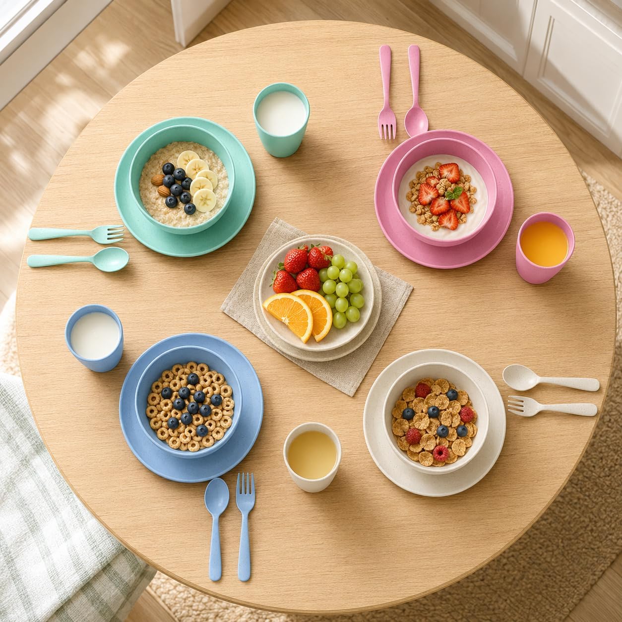 Wheat Straw Dishes Dinnerware Sets, Kaloo 20pcs Lightweight Unbreakable Dish Set, Microwave and Dishwasher Safe, Reusable Kids and Toddler Plates and Bowls Sets
