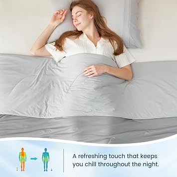 Cozy Bliss Cooling Comforter Queen Size, Reversible Lightweight Cooling Blankets for Hot Sleepers and Night Sweats, Q-Max>0.45 Soft Breathable Silky Smooth Summer Comforter, Cool Grey, 90x90