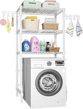 Ulif U8 Laundry Room Storage Organizer, Over The Washer and Dryer Storage Shelves for Laundry Organization, 35W x 17.3D x 76.2H, Suit Washing Machine Width Within 32.6, Hold 304 lb, White