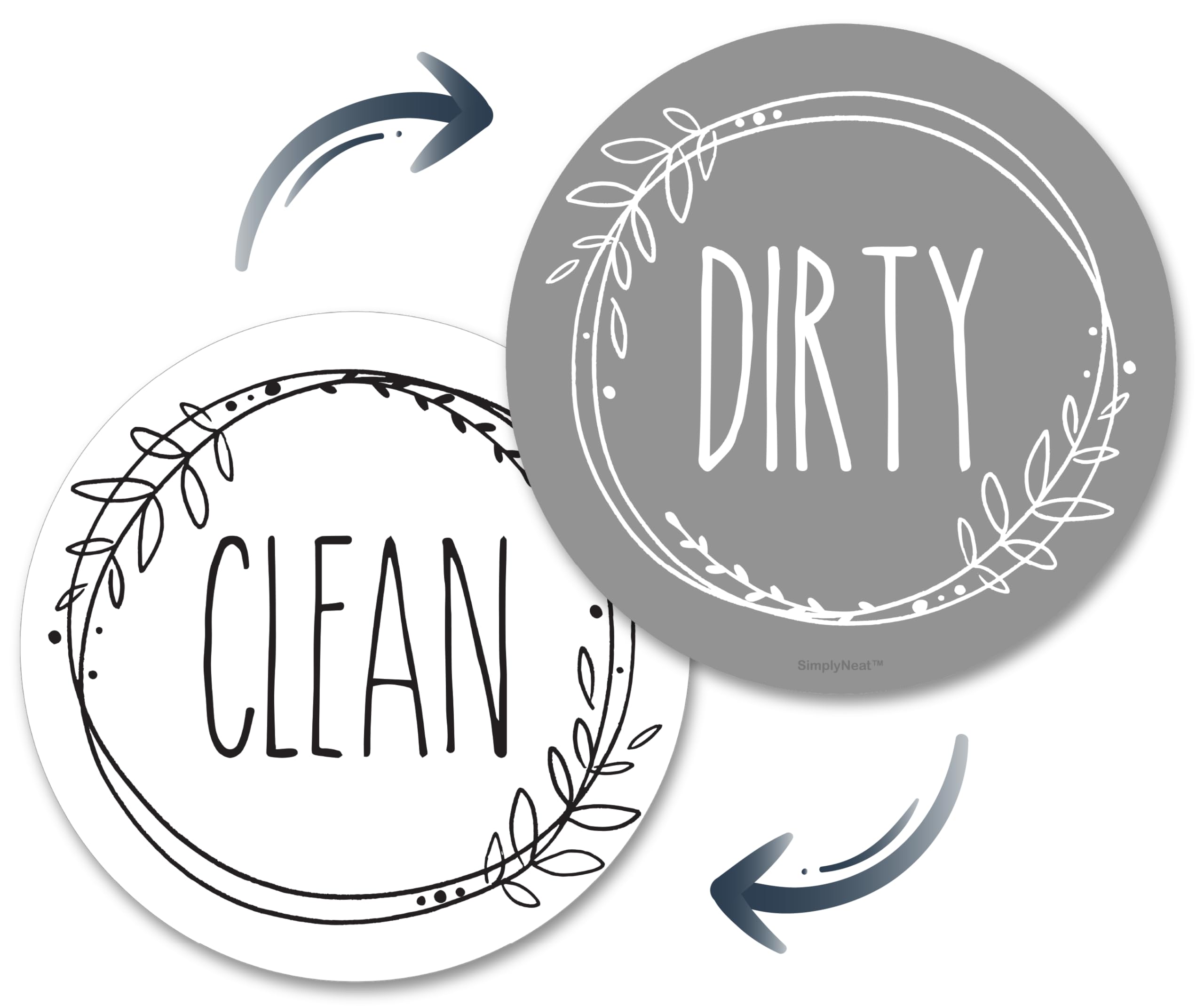 Dishwasher Magnet Clean Dirty Sign, Double-Sided Clean/Dirty for Stainless Steel Dish Washers, White & Gray Magnetic Home and Kitchen Gadgets or Accessories