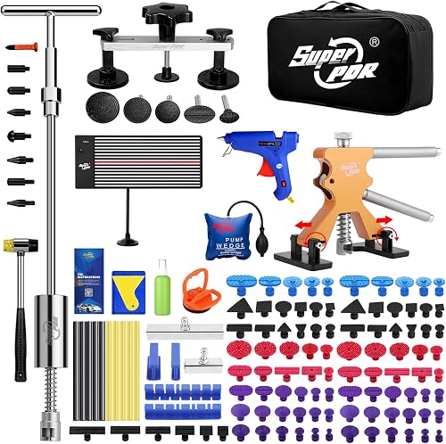 Paintless Dent Repair Kit 148PCS Dent Puller Kit with LED Light Board Can Removal 99% of Car Dents in 30 Minutes for Repair Work of Big Dents, Small Dents, Door Ding, Creases and Hail Damage