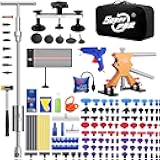 Super PDR Paintless Dent Repair Kit 148PCS Dent Puller Kit with LED Light Board Can Removal 99% of Car Dents in 30 Minutes for Repair Work of Big Dents, Small Dents, Door Ding, Creases and Hail Damage