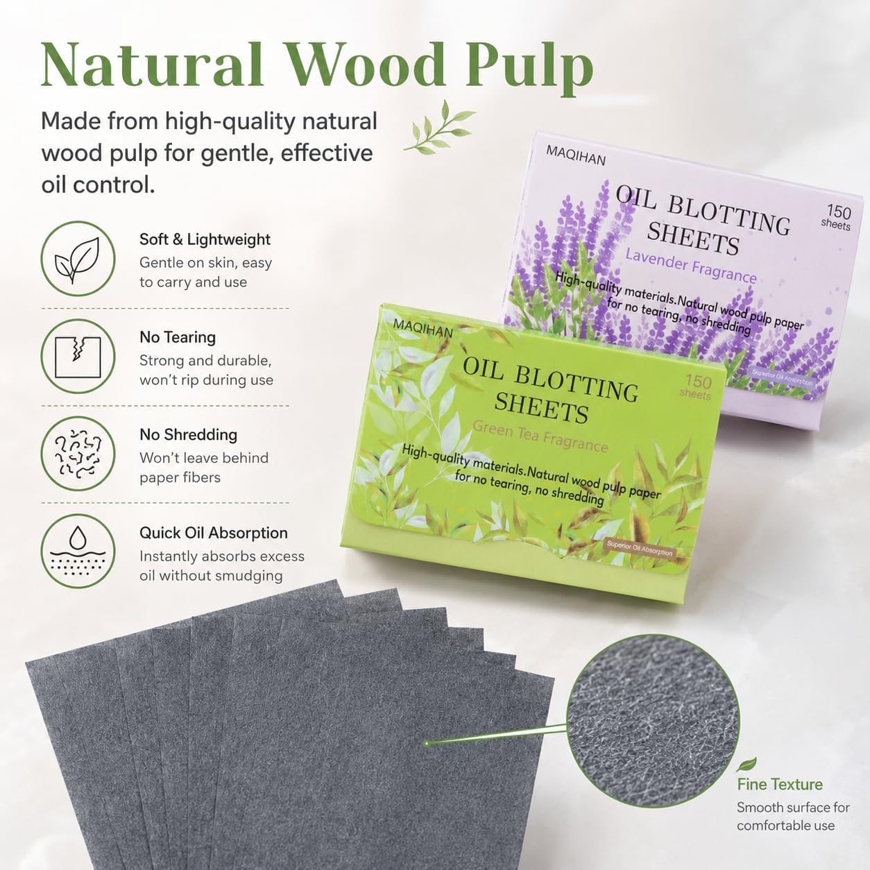 5 Packs Oil Blotting Sheets for Face - MAQIHAN 5 Scents,750 Counts Oil Absorbing Sheets Blotting Paper for Oily Control Skin Paper Face Oil Sheets Premium Bamboo Charcoal Blotter Paper for Women