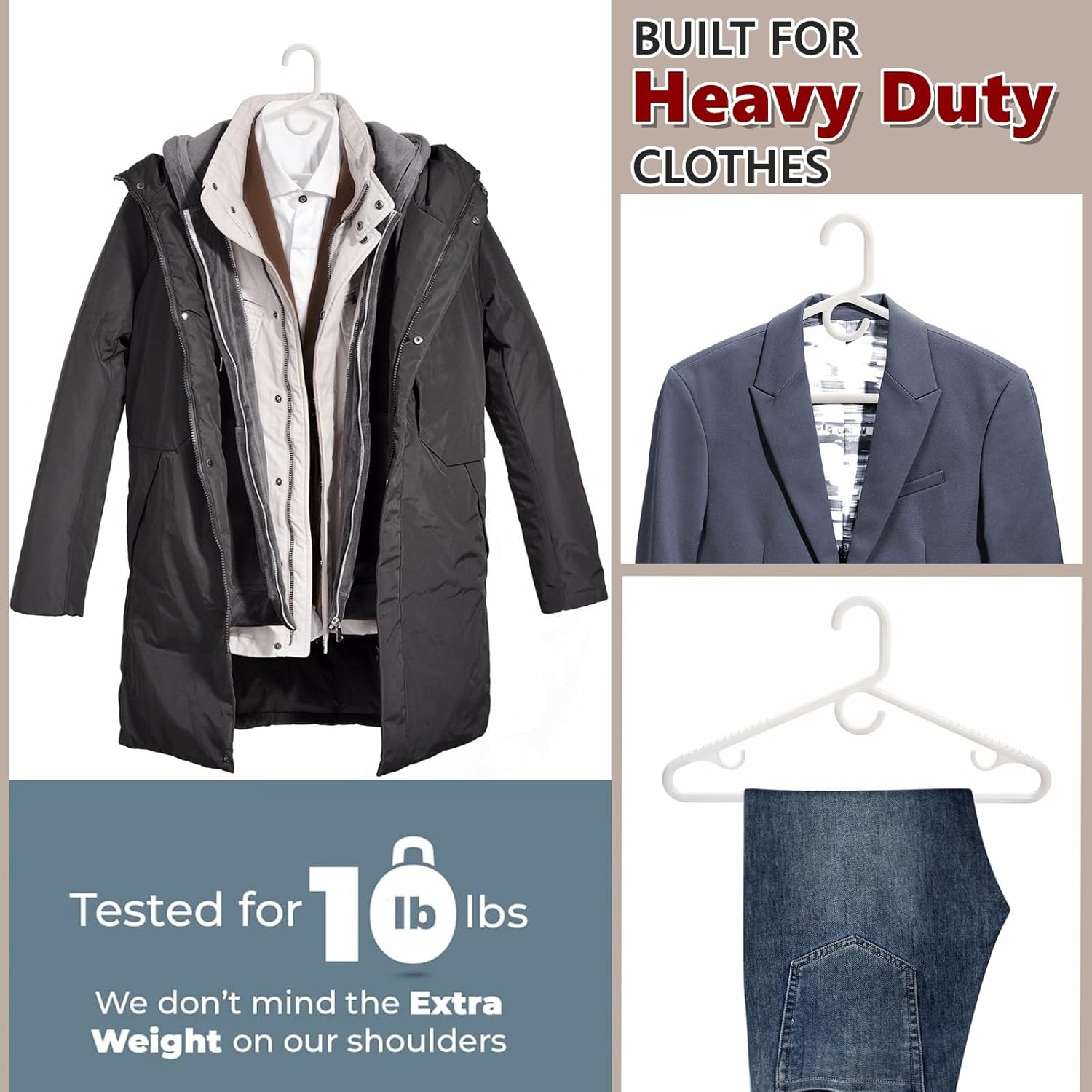 Amber Home 36 Pack Heavy Duty Plastic Hangers, Non-Slip White Clothes Hangers with Pants Bar, Thick Plastic Hangers for Closet Organization, Suit, Shirt, Coat & Jacket