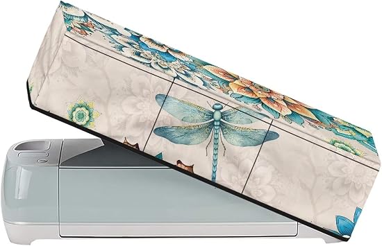 Binienty Dragonfly Dust Cover Compatible with Cricut Maker 3, Explore Air 2, Cricut Explore 3 Machine,Boho Flower Cutting Machine Covers with Pockets Die-Cut Tools & Accessories