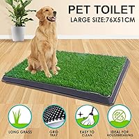 Vista 25 de Almohadilla de césped para perros con bandeja, 25 x 20 pulgadas, almohadilla de césped artificial para entrenamiento de cachorros, inodoro portátil