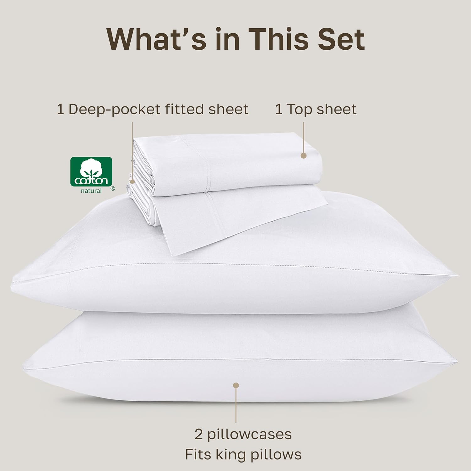 Luxury White California King Size Bed Sheets Set - Buttery Soft 800 Thread Count 100% Cotton Sheets Sateen, Deep Pockets, Durable Bedding Set - White - Image 3