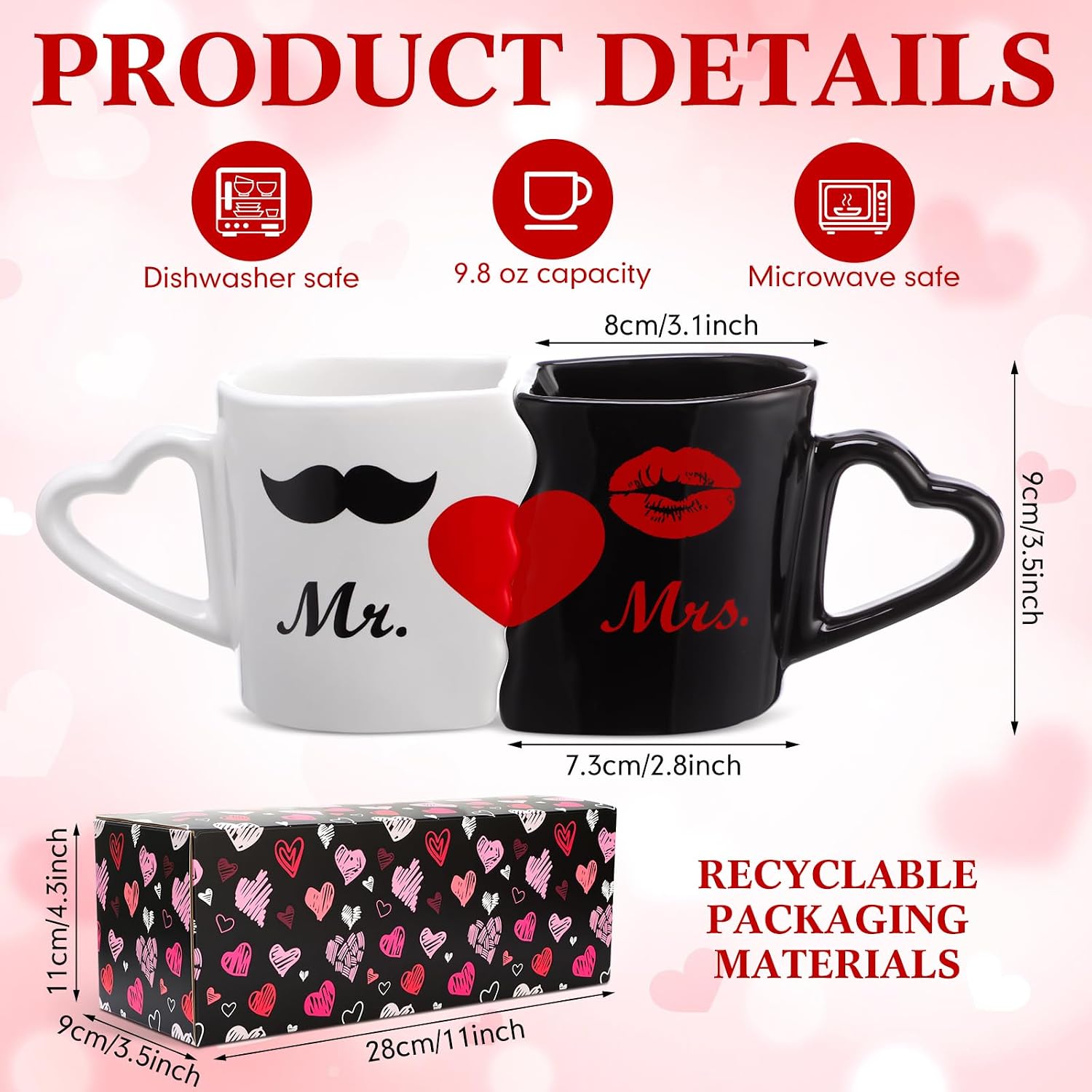 2 Pcs Engagement Gifts for Couple Mr and Mrs Gifts Valentines Couple Coffee Mugs 2026 Ceramic Wedding Gift with Gift Box for His and Her Mr with Mrs Bride Groom Friend Housewarming