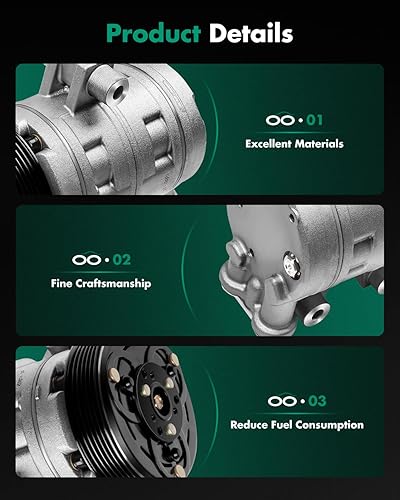 Miniatura 6 de SCITOO Compresor de CA Enfriamiento rápido para Chevrolet Equinox 3.4L para Pontiac Torrent 3.4L 2006-2009 1521516 1521533 10347051 1021516 1121516