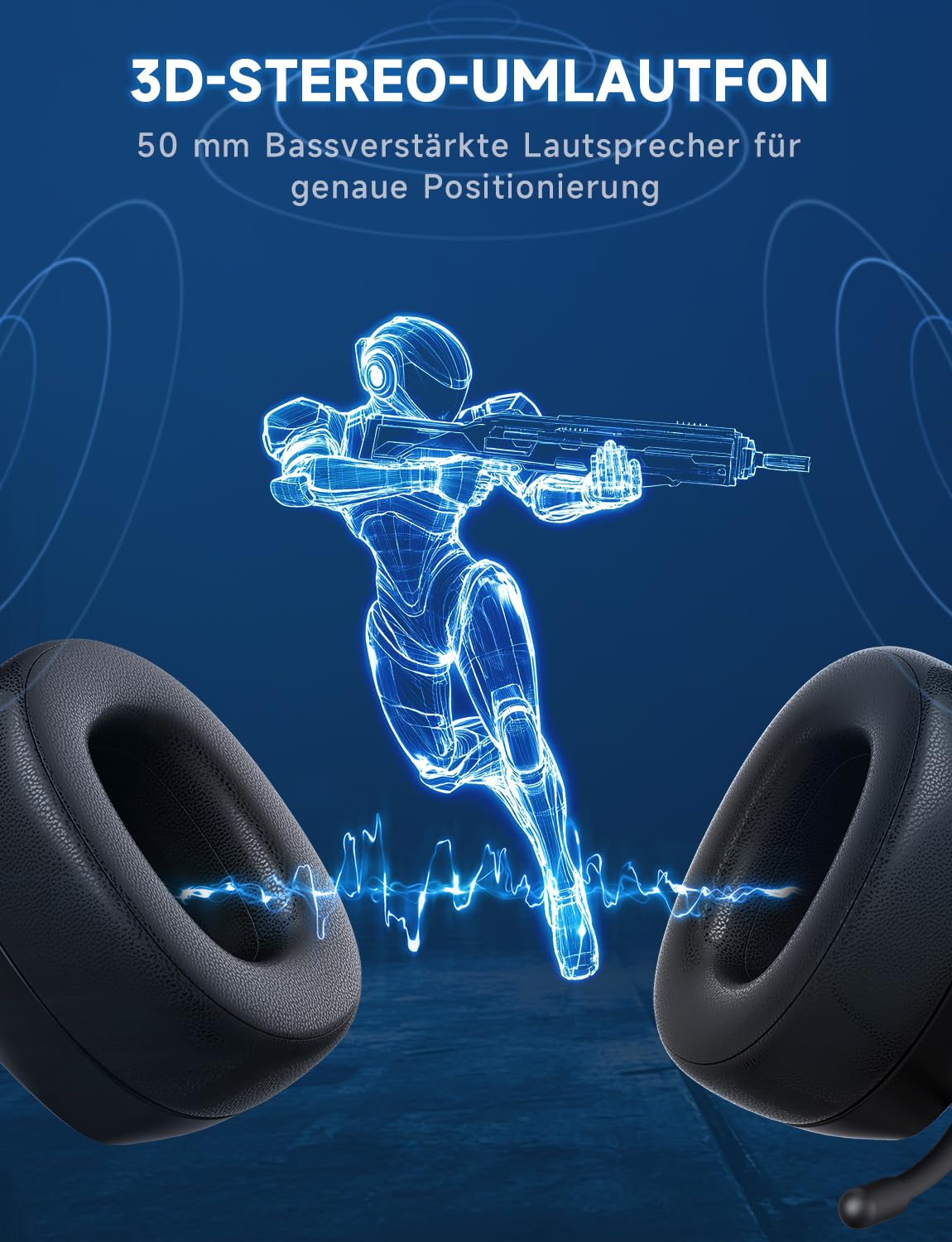 Gvyugke Wireless Gaming Headset für PC, PS5, PS4, Mac, Switch, PS5 Headset Kopfhörer Kabellos Bluetooth 5.3, 2.4GHz Wireless Headset mit Mikrofon, 7.1 Surround Sound, 70 Stunden, RGB Lichter