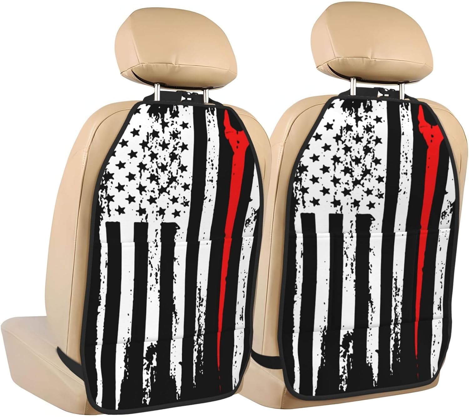 Ironworker Profession USA Flag 2-Piece Set of Car Seat Kick Protectors for Front Seat Backrests, Used for Car Rear Seat Backrests Protectors