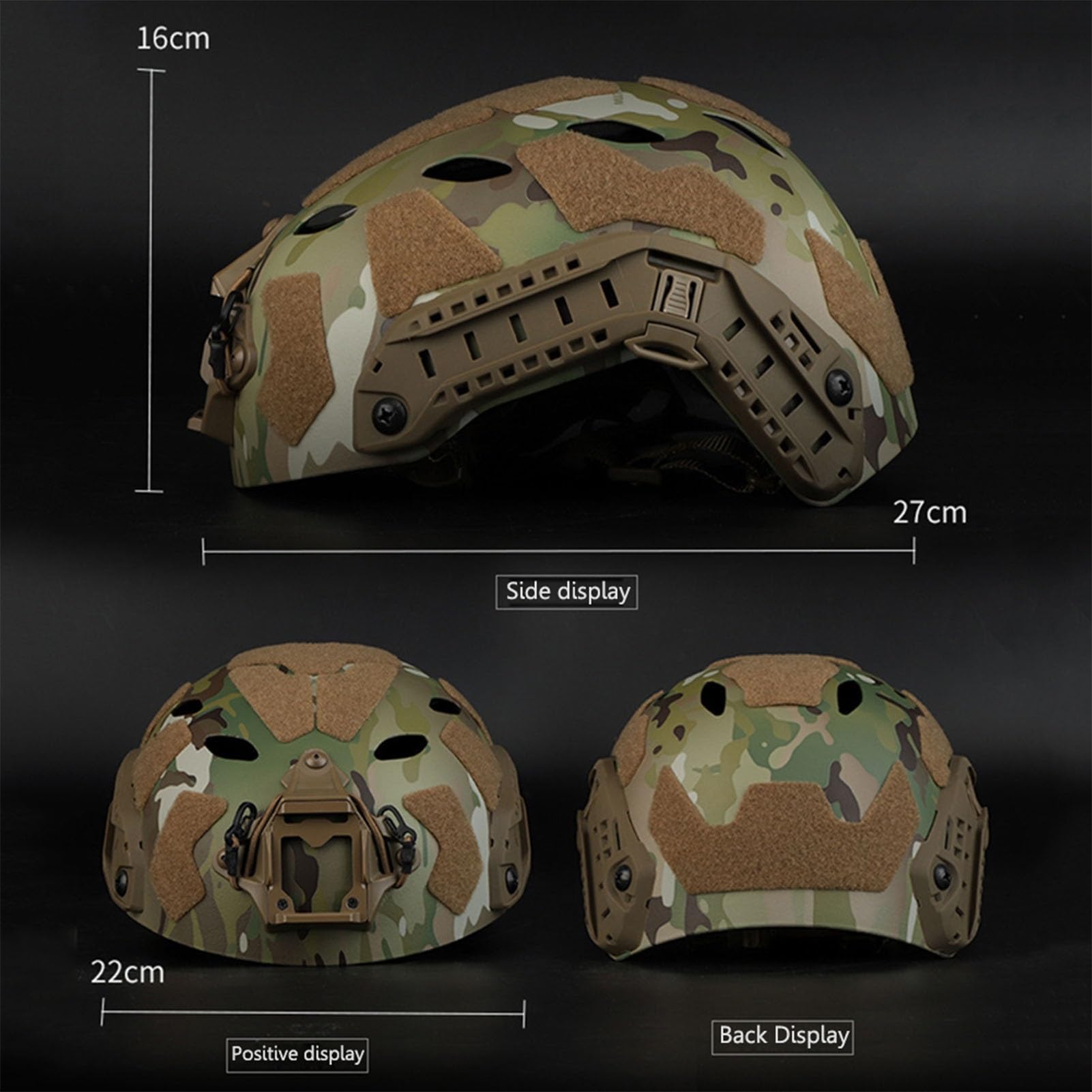 Casco Fast con Supporto NVG e Sistema di Binari Modulari, Resistente agli Urti e Ventilato per Giochi di Sopravvivenza, Arrampicata e Caccia