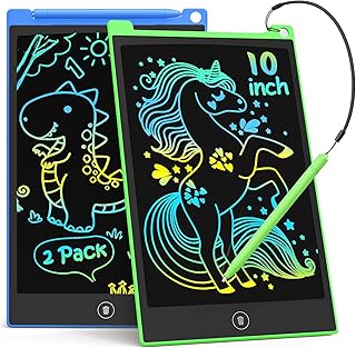 TECJOE 10 Inch 2 Pack LCD Writing Tablet, Colorful Doodle Board Drawing Tablet for Kids, Kids Travel Learning Toys Christmas Birthday Gifts for 3 4 5 6 7 8 Year Old Boys and Girls Toddlers