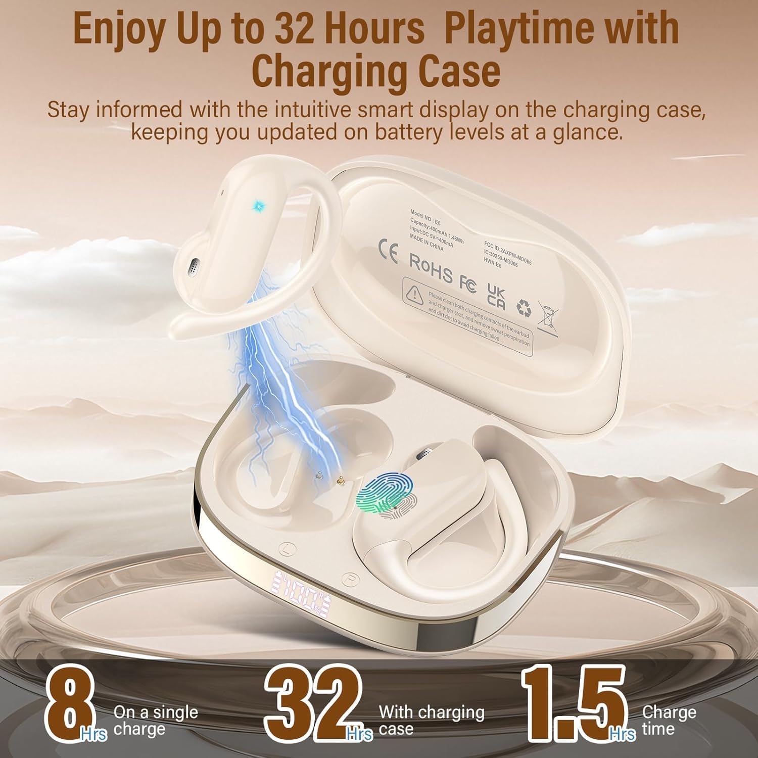 Ai Translation Earbuds Real Time, 164 Languages Translator Earbuds with 6 Translation Modes/No Subscription, Audio and Video Calls Translator Headphones, Audifonos Traductores Inglés Español, Cream