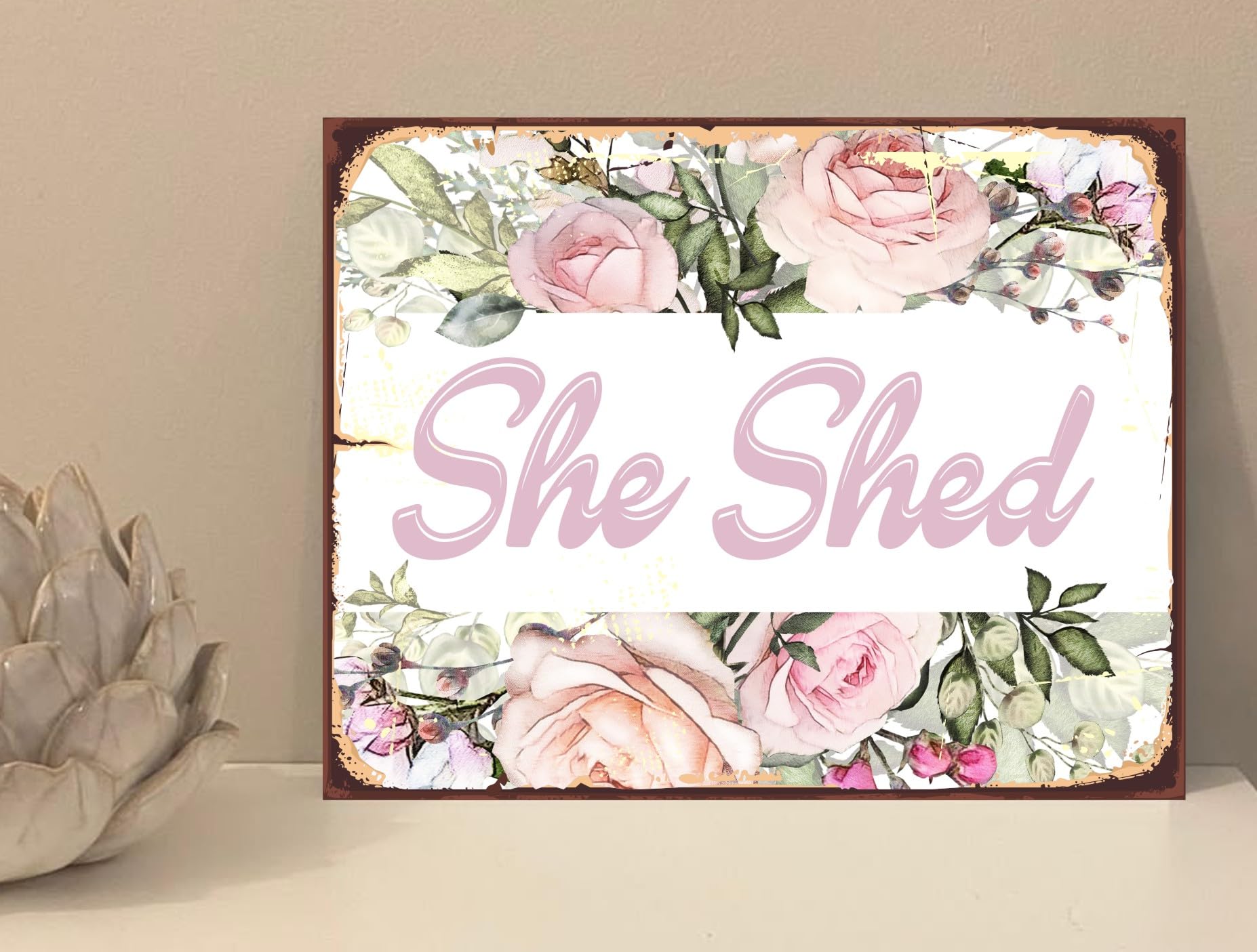 the sticker studio ltd She Shed Garden Family Flowers Novelty Metal Plaque Sign Gift fcp24