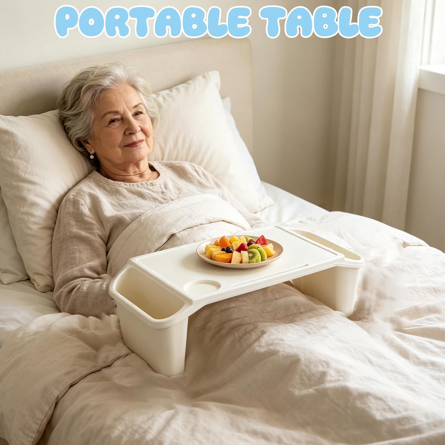 10 Pcs Kids Lap Desk Tray Bulk, Portable Lap Desk Kids Plastic Table with Side Storage Space, White Lap Tray Bed Table for Students, Classroom, Study, Eating, Laptop & Activities