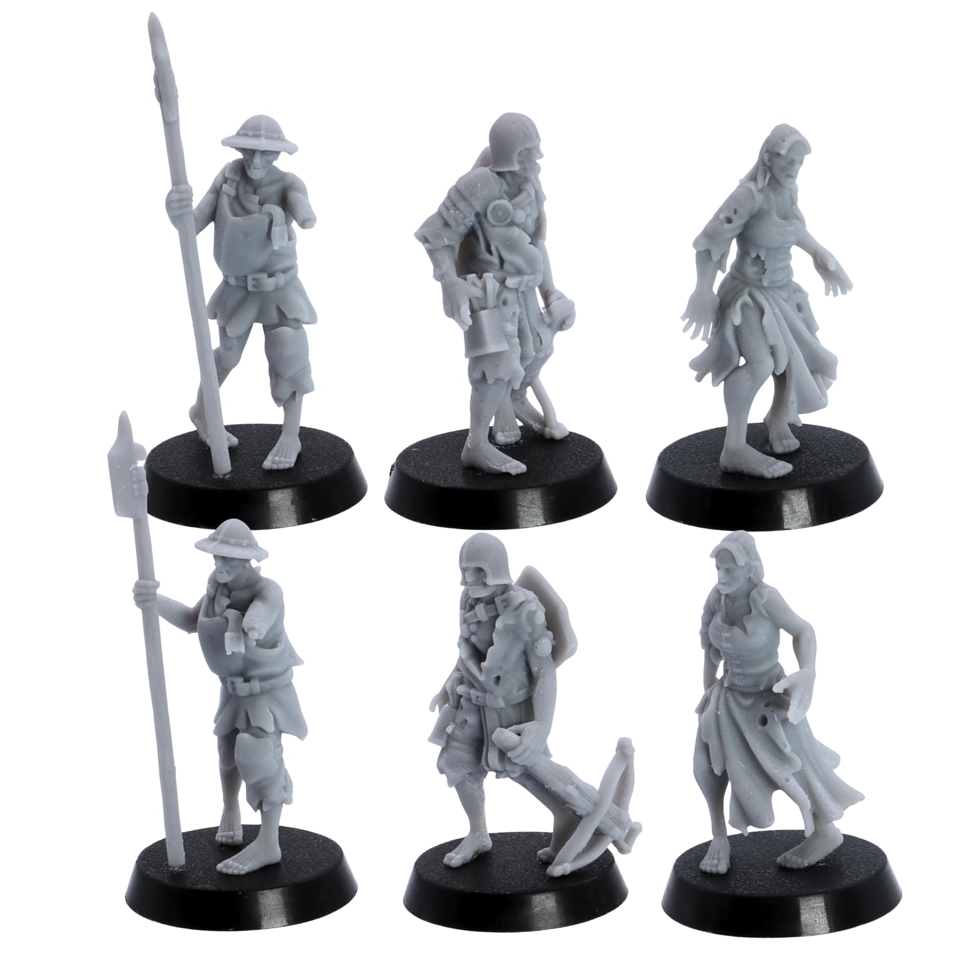 Zombie Villagers Ensemble miniature – 12 modèles de morts-vivants pour RPG de table et jeux de guerre | Monstres d'Halloween à l'échelle de 32 mm | DnD, armée nécromancienne, horde morts-vivants |
