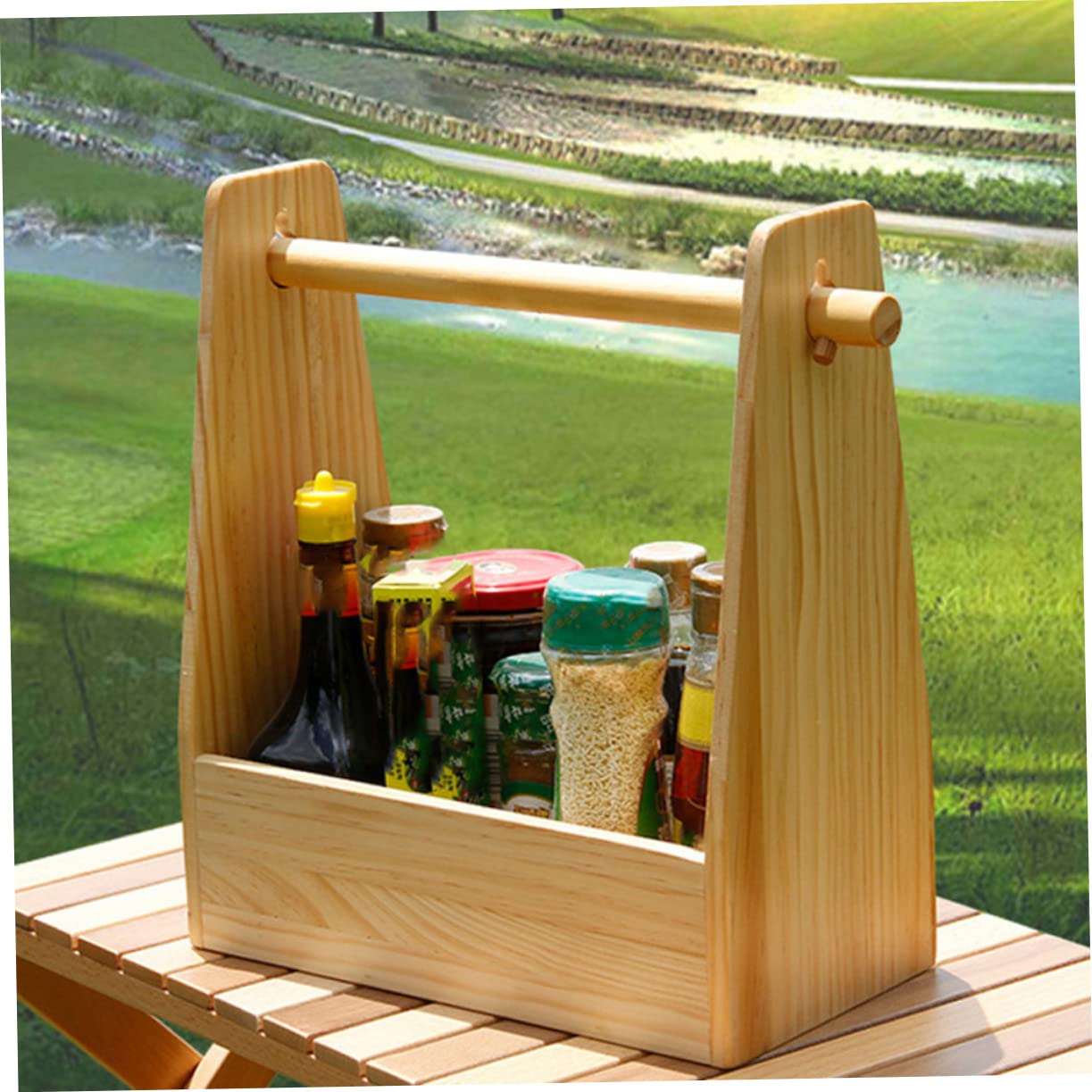 Toddmomy Caja De Comida Portátil De Madera para Picnic y Camping Contenedor De Snacks y Frutas para Actividades