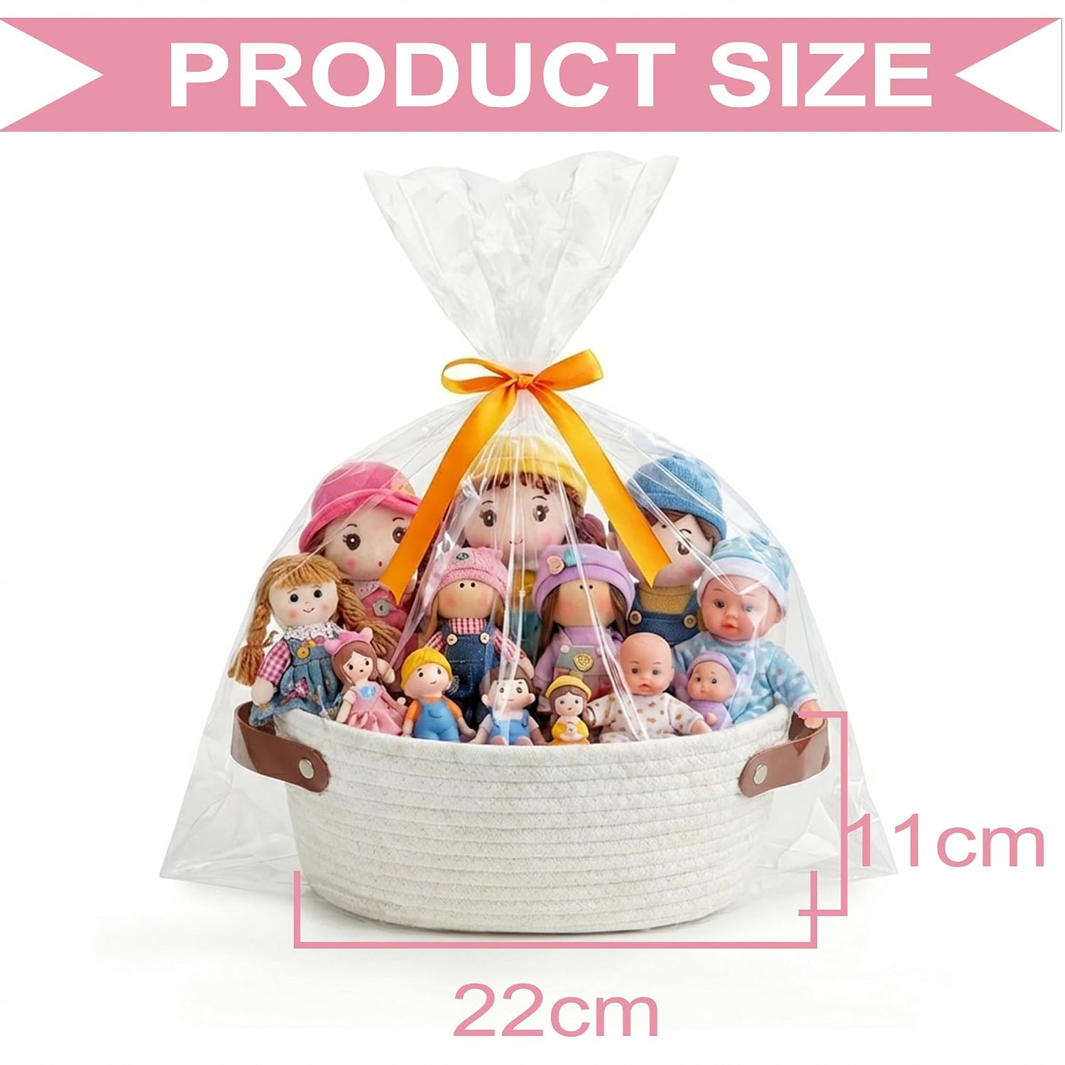 6-Pack Gift Basket Set, Cotton Rope Woven Basket with Gift Bag & Ribbon for Baby Showers, Newborn Celebrations, Events & Holiday Gifting, Beige