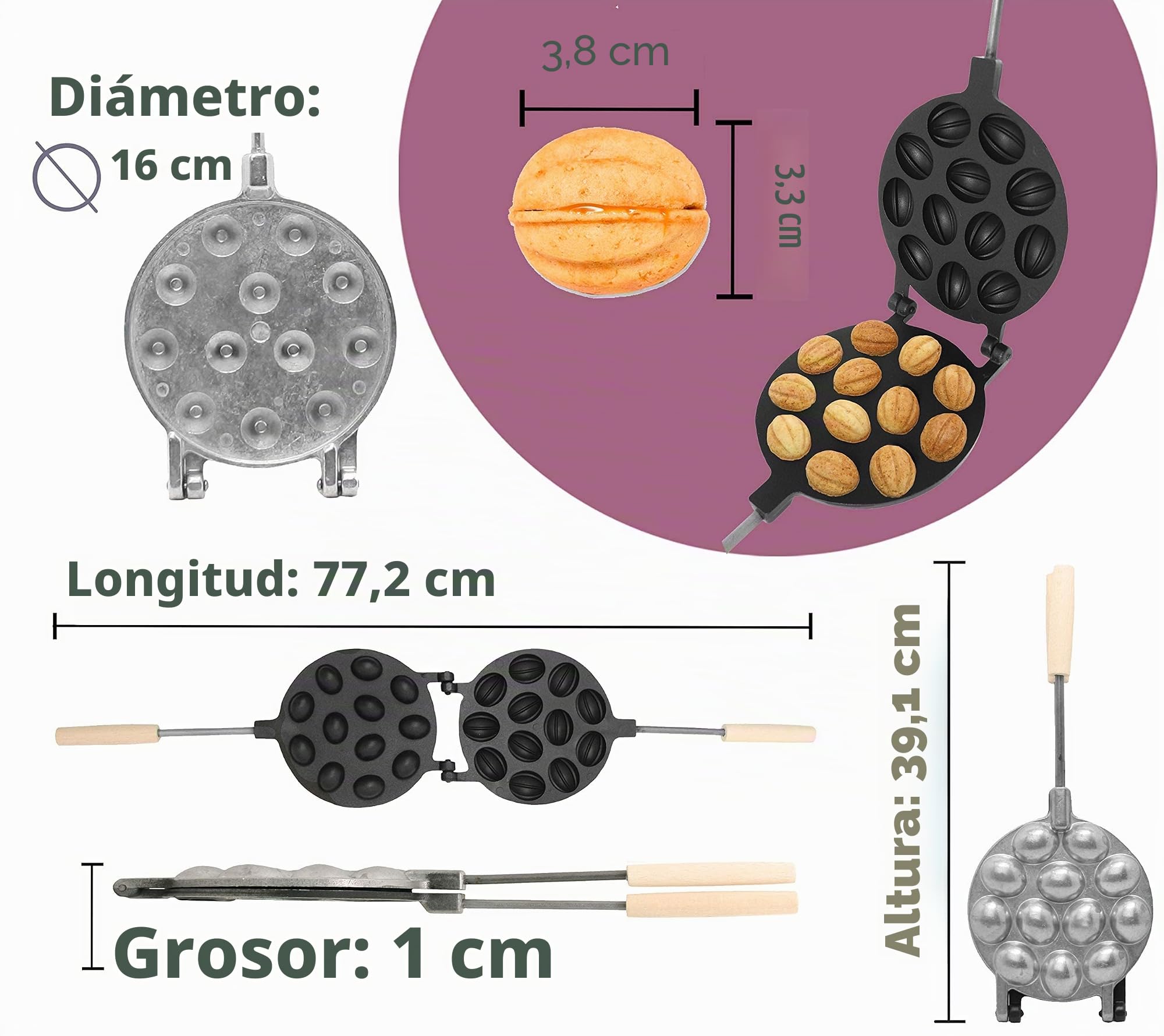 Molde para galletas de nogal 12 antiadherentes - Oreshki - Moldes para galletas de nueces - Rusia - Oreshki Maker - Máquina de galletas de nuez Oreshek - Máquina para hacer galletas de nueces -
