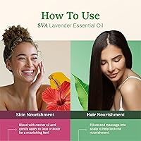 Vista 5 de SVA Lavender Essential Oil – 4 Fl Oz – 100% Natural Lavender Oil - for Diffuser, Hair Care, Face, Skin Care, Aromatherapy, Scalp and Body Massage