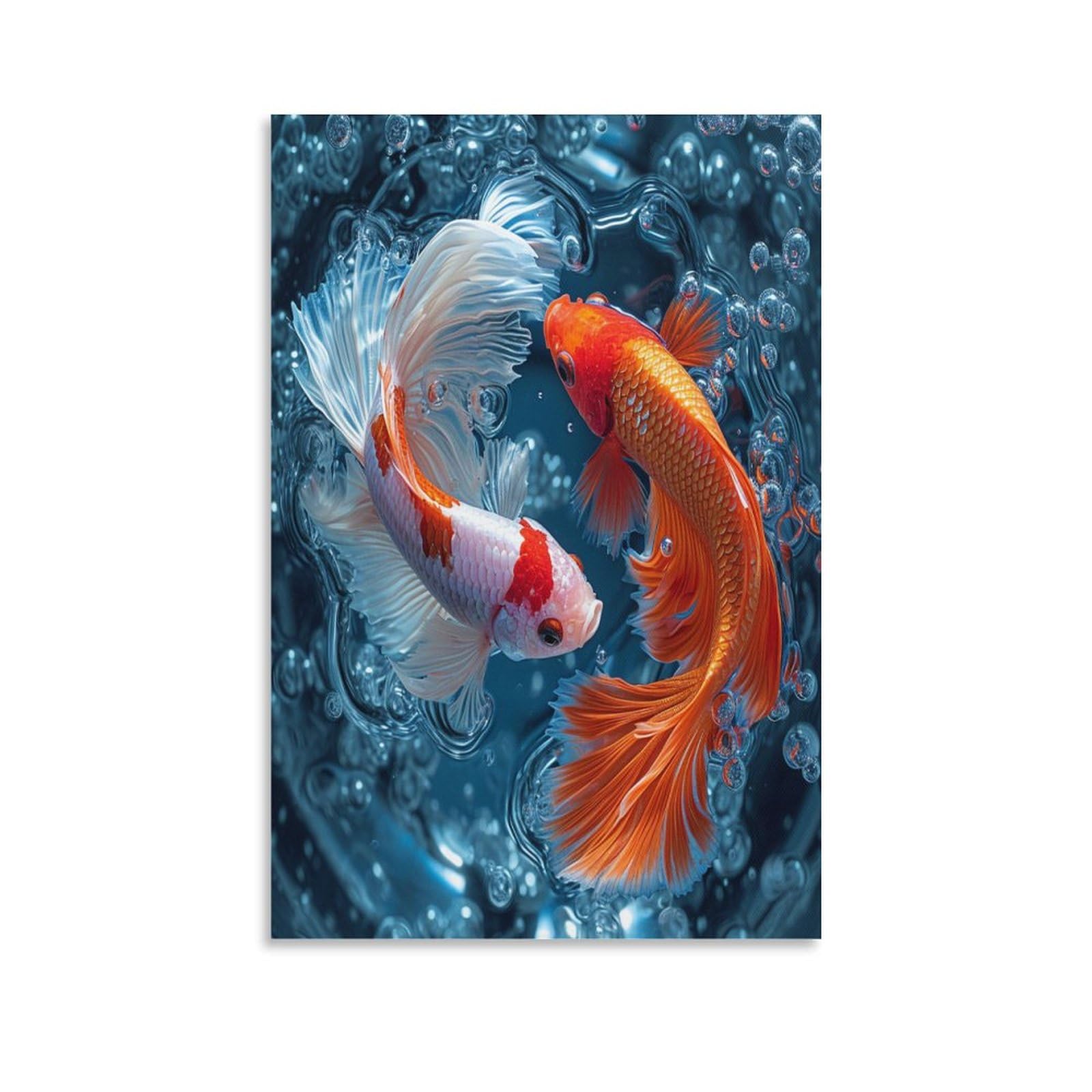Nahcbiot Unframe-Koi Fish Koi Fish Canvas Wall Art Customised Personalised Photo On Canvas For Bedroom Room Picture Digitally Printed 24X36inch(60X90cm)
