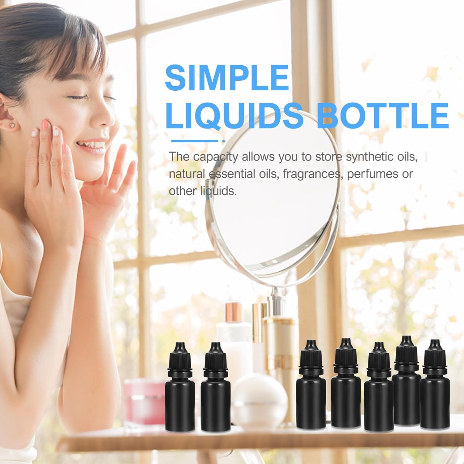 SOLUSTRE 50Pcs 10ml Squeezable Dropper Bottles Empty Essential Oil Squeeze Bottle Refillable Containers Eye Liquid Dropper Bottles with Caps