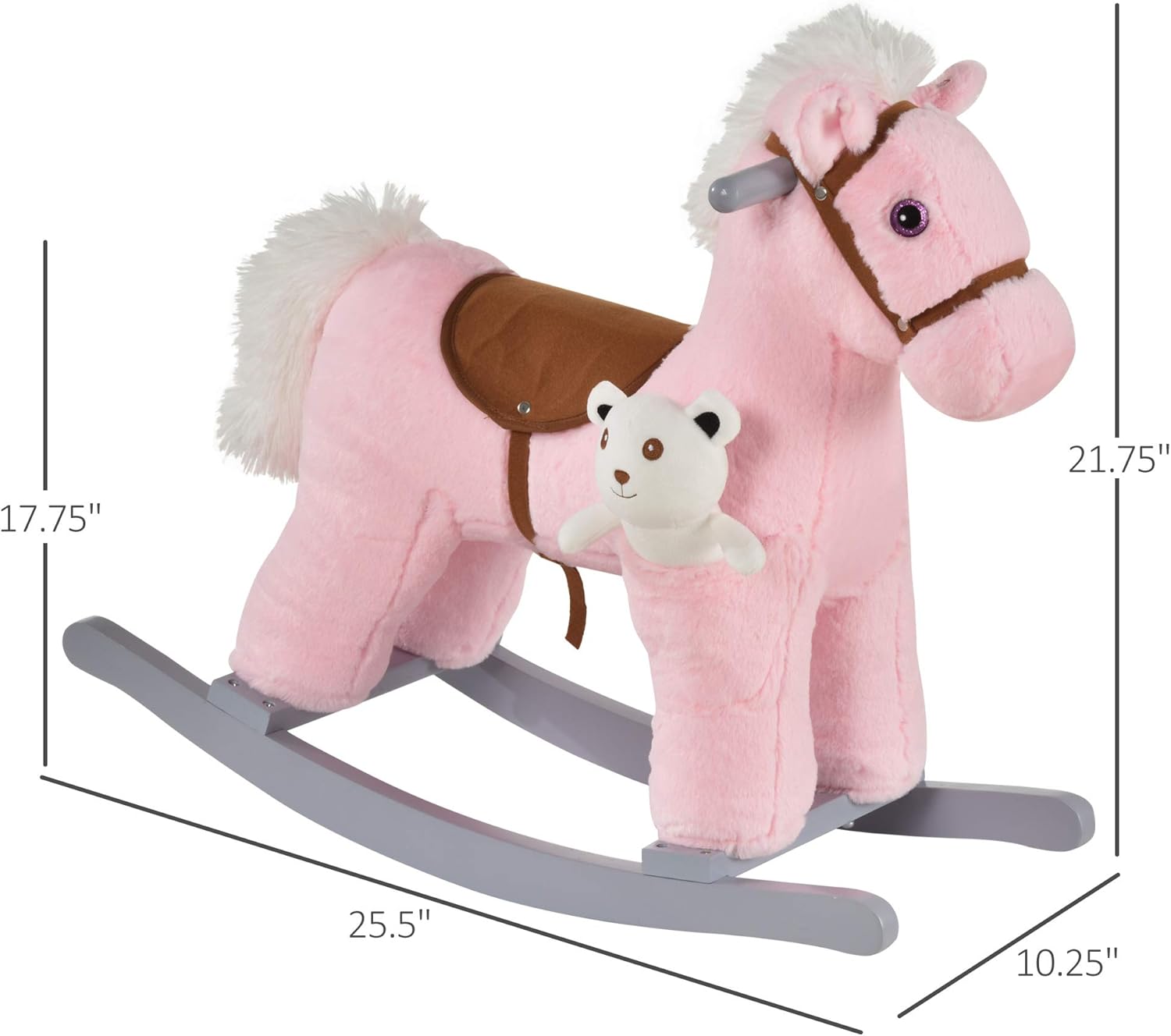 Get Special Price Qaba Kids Plush Ride-On Rocking Horse with Bear Toy, Children Chair with Soft Plush Toy & Fun Realistic Sounds, Pink ๐ Crazy Deals Qaba Kids Plush Ride-On Rocking Horse with Bear Toy, Children Chair with Soft Plush Toy & Fun Realistic Sounds, Pink