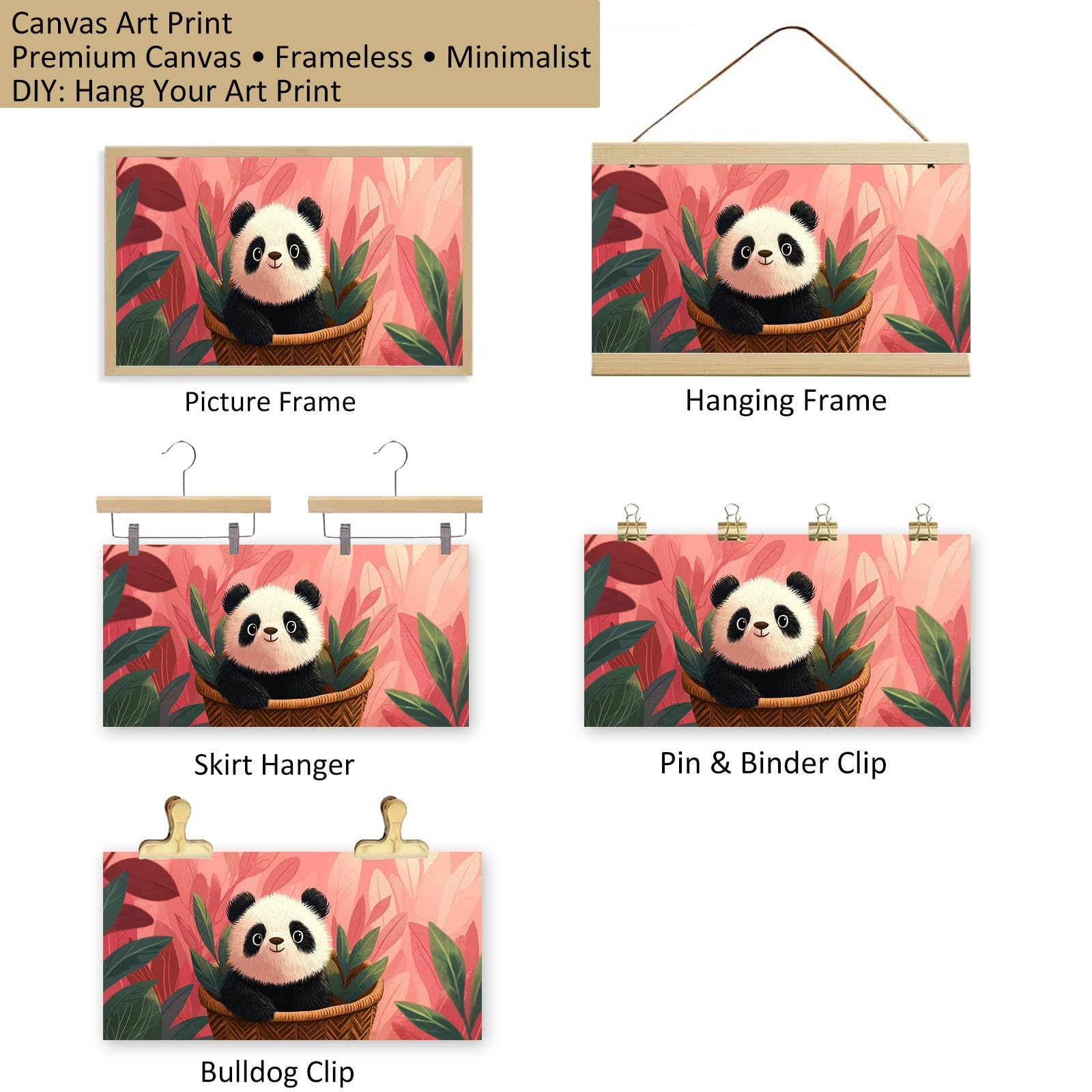 Generisch Obrazy na płótnie, animowana panda 120 x 60 cm, nowoczesna dekoracja ścienna, obraz na płótnie, obrazy ścienne, druk artystyczny, do salonu, sypialni, pokoju dziecięcego, dekoracja
