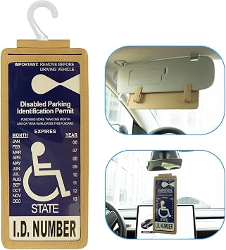 Yuoyar Handicap Placard Holder, Portable Transparent Auto-Placard Protector Hanger Sleeve for Disability Parking Off-White