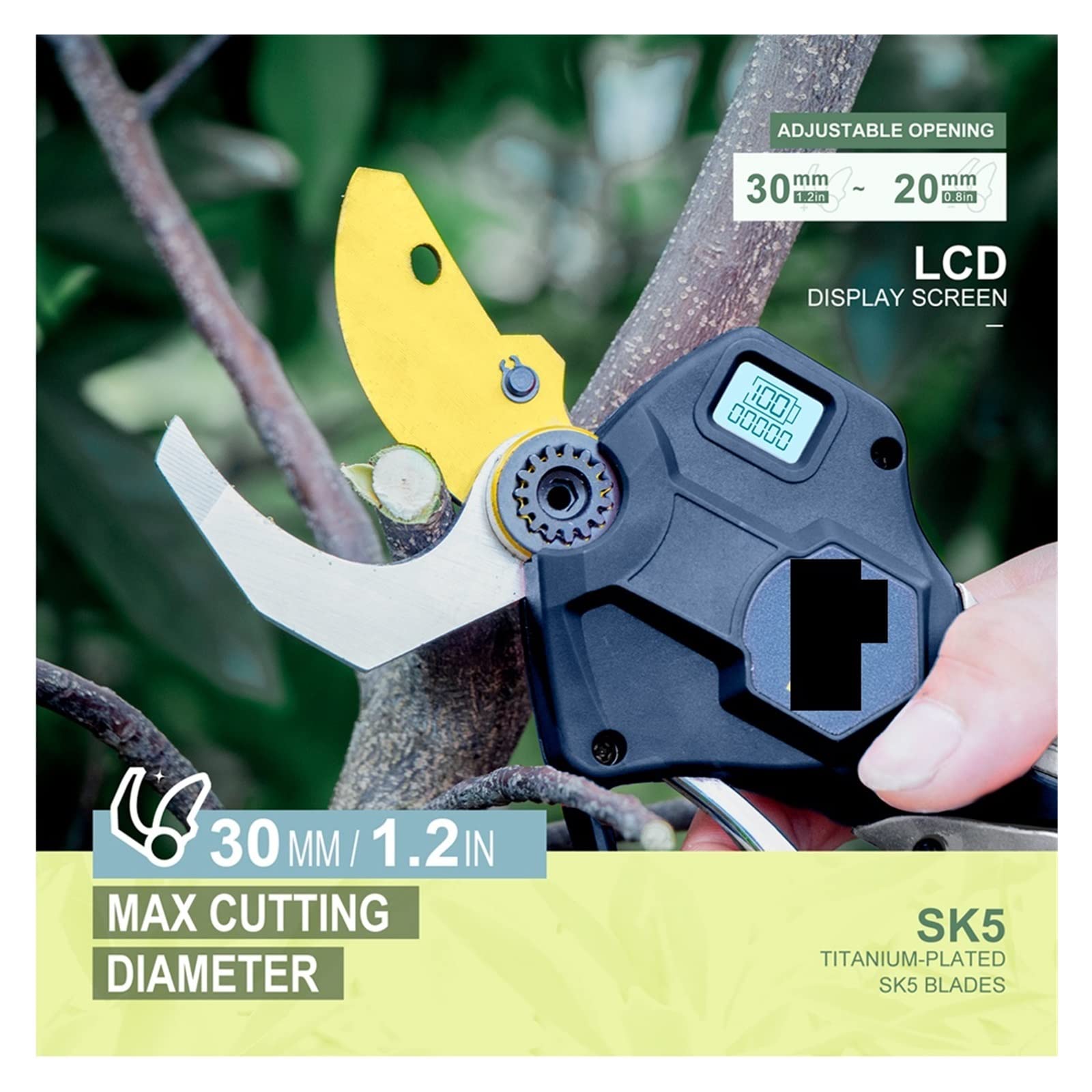 Sekatory Elektryczne 25mm bezprzewodowy sekator elektryczny 16.8V litowo-jonowy nożyce do przycinania wydajne drzewka owocowe Bonsai przycinanie gałęzi Cutter(Shears(Case))