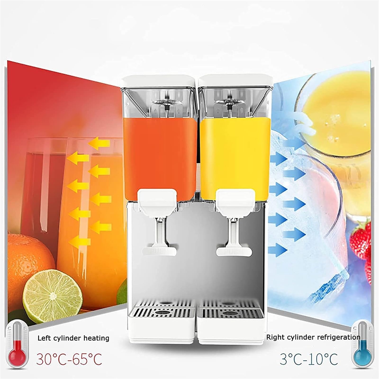 Distributeur de boissons commercial 2 * 18L avec refroidissement, distributeur de jus, Machine à boissons au thé glacé de qualité en acier inoxydable