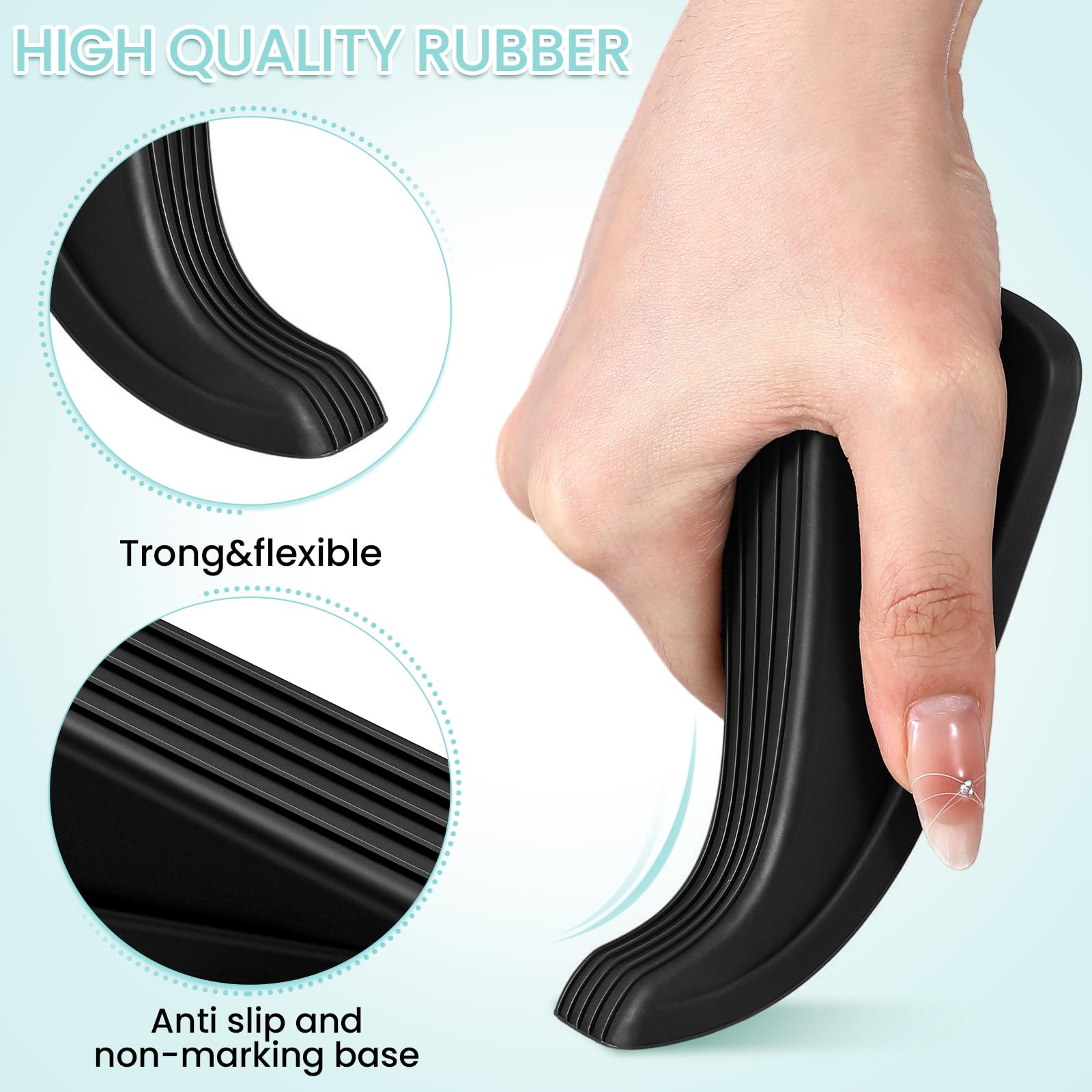 Frienda 60 Stück Türstopper Bulk Gummi Türstopper Keil Türstopper für Unterseite der Tür Stabiler Türstopper für robuste Tür Boden Teppich Fliesen Beton Holzboden (schwarz)