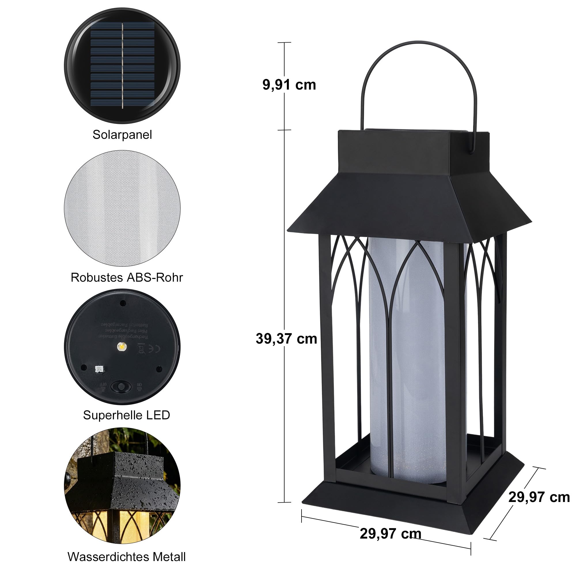 pearlstar Lampade solari da appendere o da terra, lanterne solari per esterni, resistenti alle intemperie, in metallo, decorazione da giardino, balcone, terrazza, campeggio