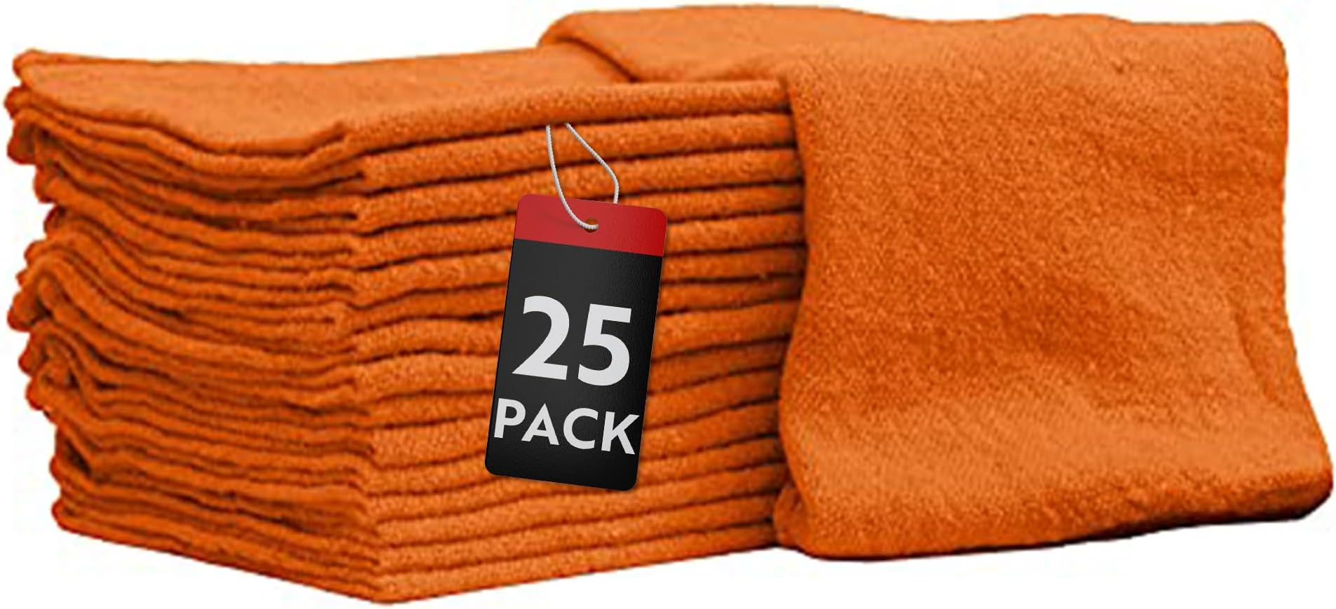 Nabob Wipers Auto Mechanic Shop Towels 25 Pack Bulk Shop Rags 100% Cotton Size 14"x14" Commercial Grade (25 Pack, Orange)