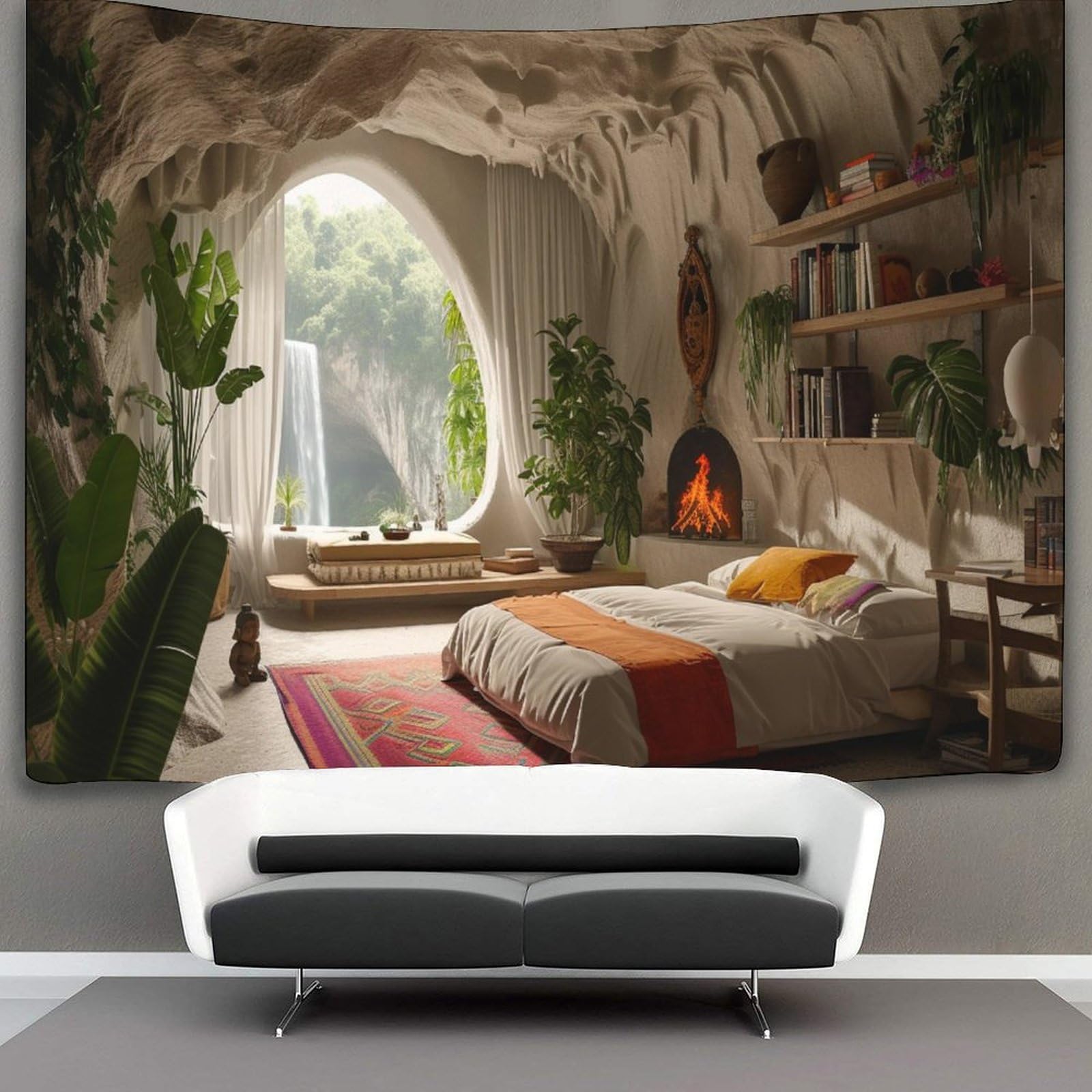 kaiyun Jungle Cabins Decor Tapestry,Bio Buildings Wall Art Tapestries Wall Hangings for Living Room Bedroom Dorm 180cmx230cm
