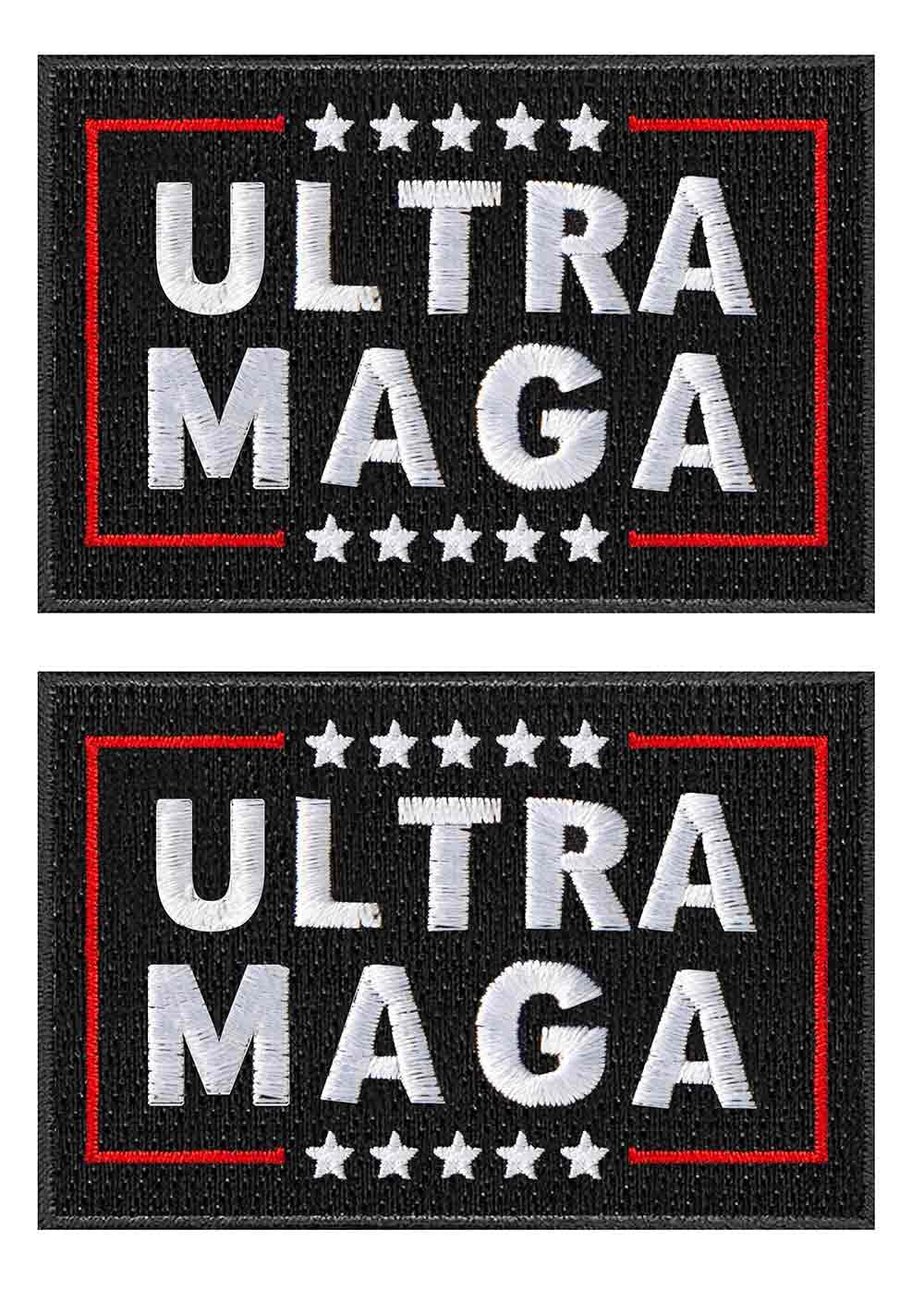 2 Pack Anti Joe Biden Ultra MAGA Patch Proud Republican America 2022 Funny Patch Embroidery Military Hook Fastener Patch for Caps Bags Vests Military Uniforms