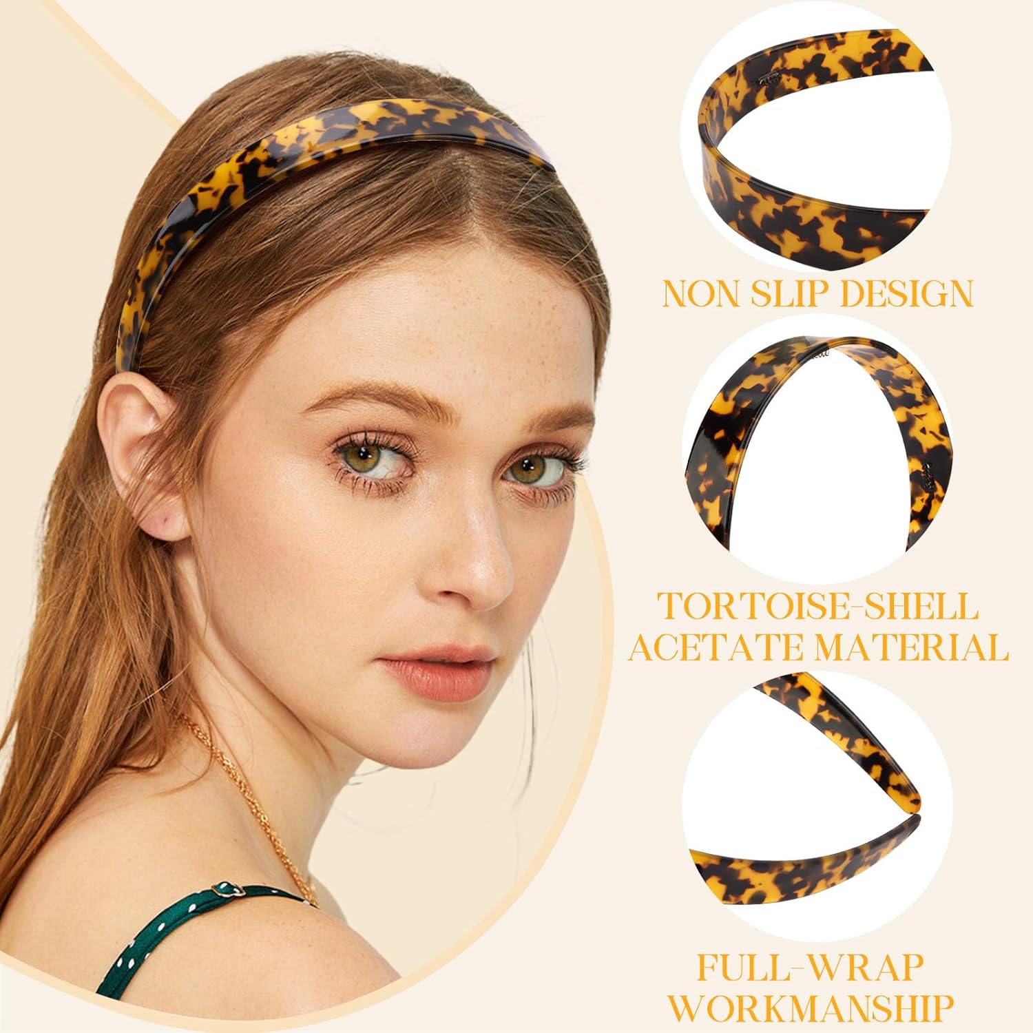 3 PCS Tortoise Shell Headband for Women, Wide Acetate Resin, Leopard Hair Bands with Teeth for Women and Girls, Fashion Hair Accessories - Image 4
