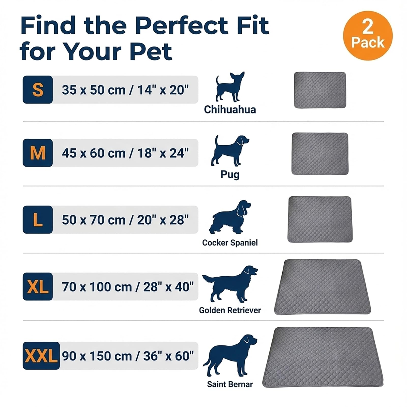 Pack de 2 Empapadores Perros Lavables, Alfombrilla Entrenamiento Cachorro Reutilizable Super Absorbente, Tapete Impermeable Antideslizante Orina, Incontinencia, Parto, Coche(Marrón,70x100cm)