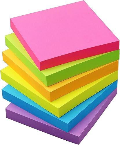 Miniatura 29 de Notas adhesivas 3 x 3 autoadhesivas con 6 colores brillantes, fácil de publicar para oficina, escuela, hogar, 6 blocs por paquete, 100 hojas/bloc