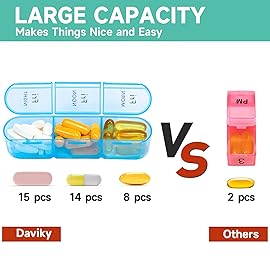 Pill Organizer 3 Times a Day, Weekly Pill Organizer 3x a Day, Pill Box 7 Day, Daily Pill Box Organizer, Travel Container Pill Cases Organizers 7 Day, Medicine Organizer to Hold Vitamins and Medication