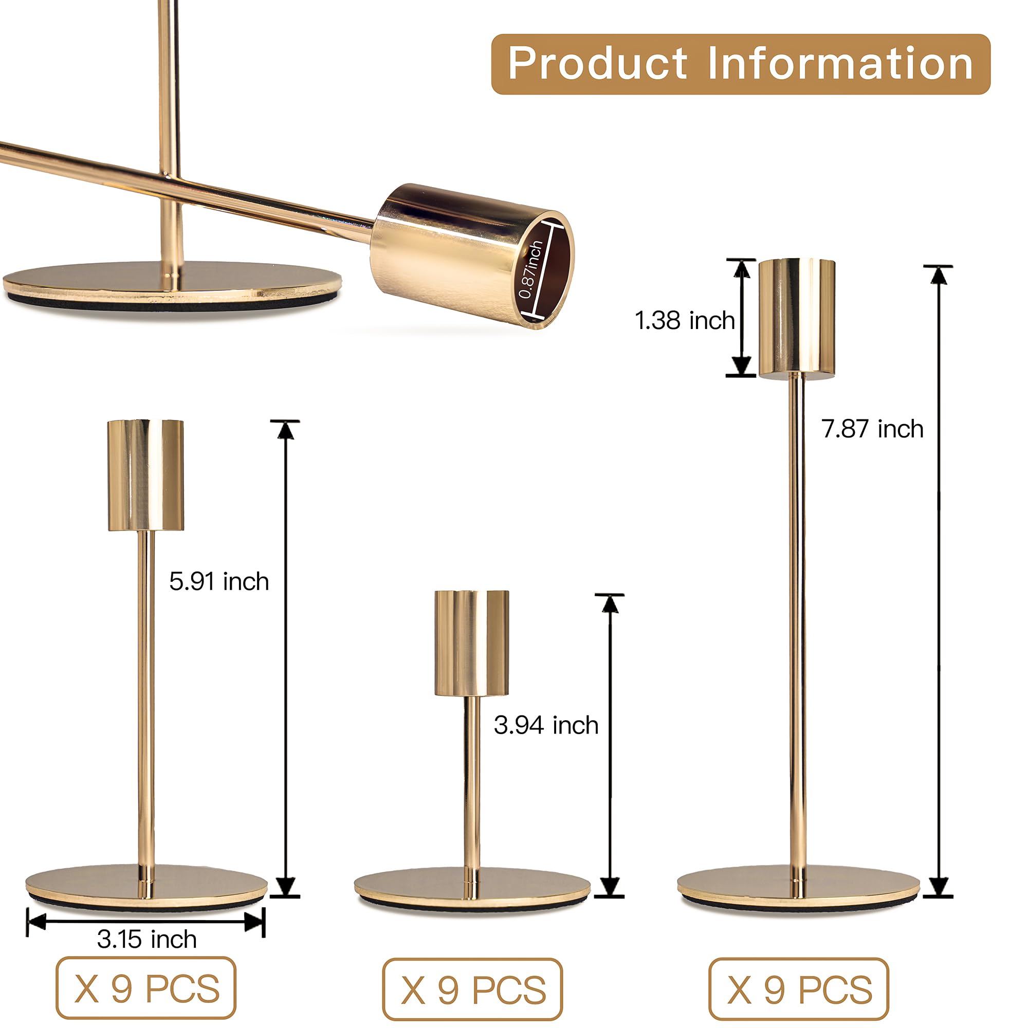 Gold Taper Candle Holders 20 In Gold 3 Arm Metal Candelabra Taper
