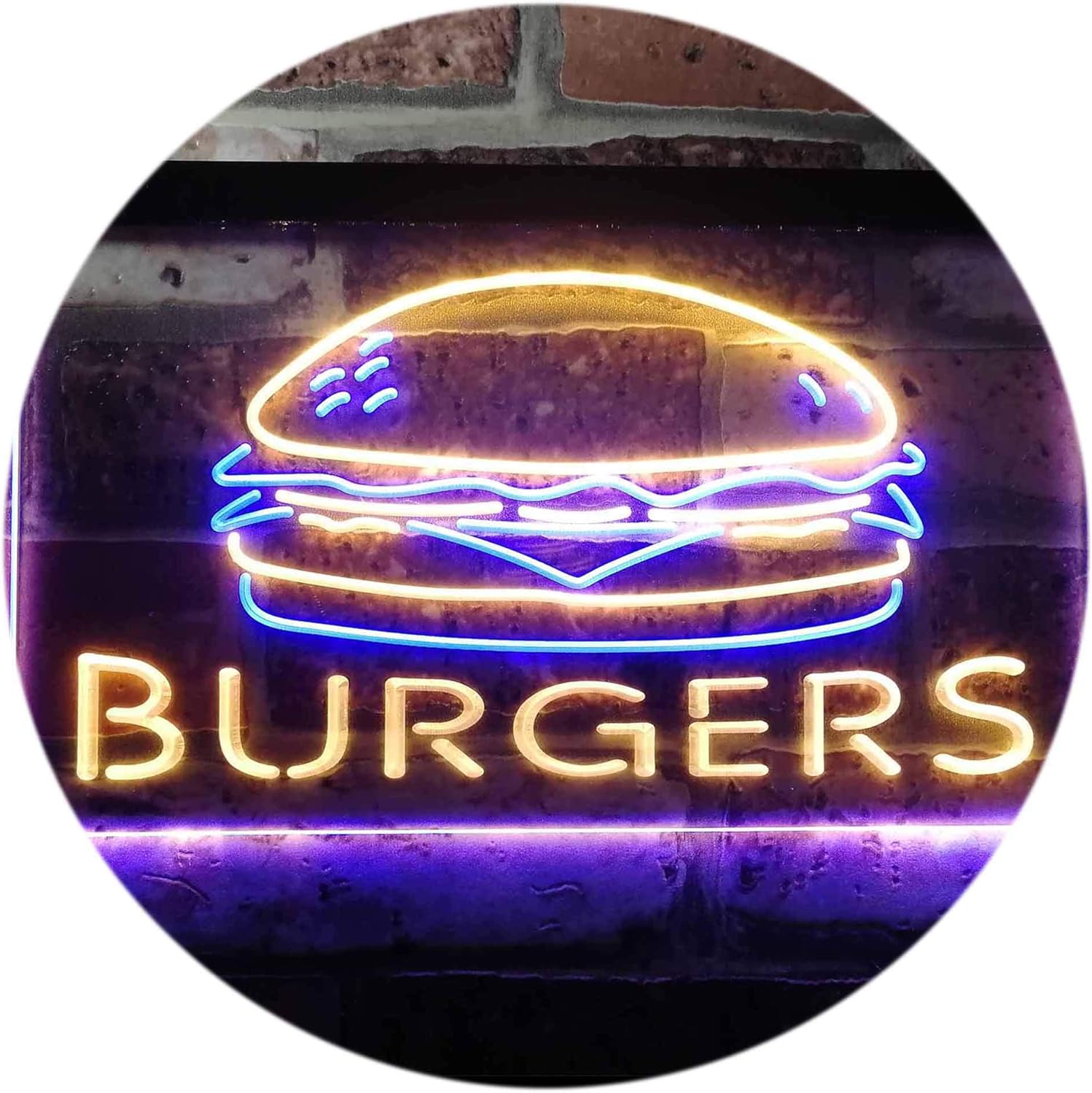 ADVPRO Hamburgers Burgers Fast Food Shop Open Dual Color LED Neon Sign Blue & Yellow 12" x 8.5" st6s32-i3149-by