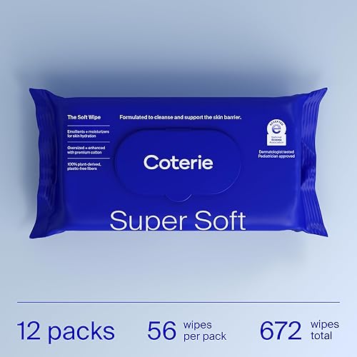 Miniatura 4 de Coterie Toallitas suaves para pieles sensibles, hidratantes y emolientes, fabricada con algodón, fibras a base de plantas y sin plástico,