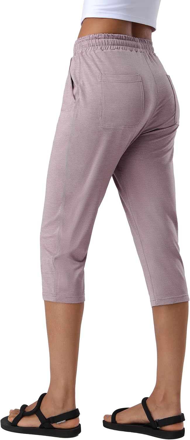 Pioneer Camp Women's Capri Yoga Pants Wide Leg Loose Stretch Athletic Sweatpants Causal Cropped Pajama Pants with Pockets - Image 2